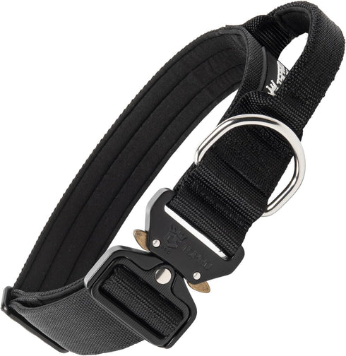 TSPRO Premium Tactical Dog Collar, Heavy Duty Quick-Release Metal Buckle, Adjustable for Medium to Large Dogs