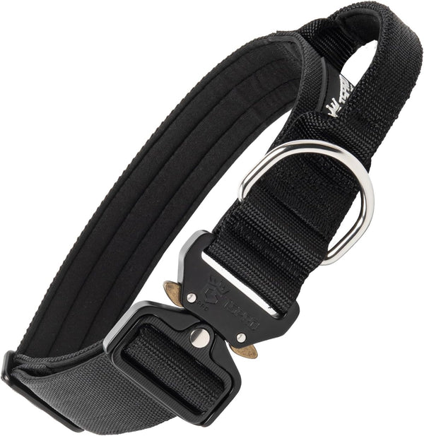 TSPRO Premium Tactical Dog Collar, Heavy Duty Quick-Release Metal Buckle, Adjustable for Medium to Large Dogs