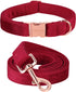 ARING PET Velvet Dog Collar Set, Cute Adjustable Christmas Red Collar and Leash with Metal Buckle for Small, Medium,