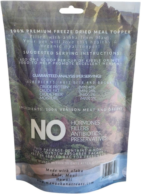 MANA OHANA Hawaii Deer Dust Meal Topper for Dogs, 8 oz, Premium All Natural Grain-Free, 100% Venison Meat