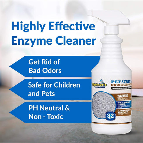 (32 oz) Sheiner's Pet Stain Remover & Pet Odor Eliminator, Advanced Cleaning Bio-Enzyme Cleaner Solution for Carpets