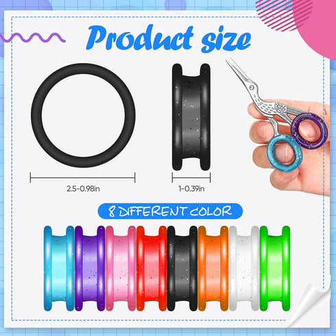 24 Pcs Silicone Scissors Finger Rings Soft Dog Grooming Scissors Accessories Pet Grooming Shear Finger Ring Thumb Inserts Grips for Dog Hair Cutting, 8 Colors