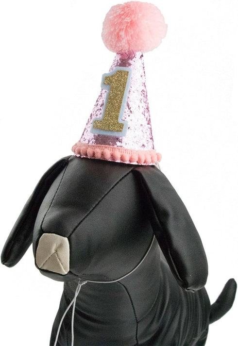 PET SHOW Pink Dogs 1st Birthday Hats and Bandanas Set, 1-Year-Old Photo Props, Party Costume Grooming Accessories