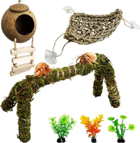6 PCS Hermit Crab Accessories Large Bendable Moss Hermit Crab Climbing Toys
