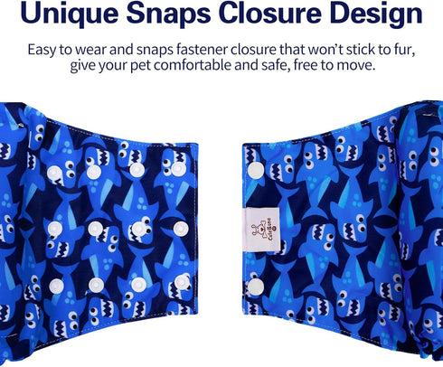 3pcs Pack KDM02L CuteBone Washable Dog Diapers Male with Snaps Reusable a Doggie Belly Band for Male Dogs Wraps