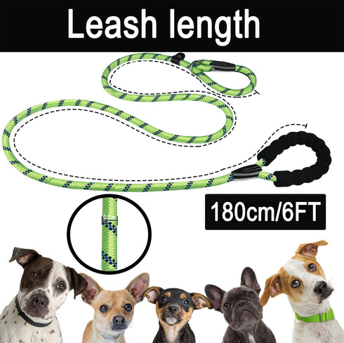 6 FT Heavy Duty Dog Leash, Durable Rope with Comfortable Padded Handle for Small Medium Large Dogs, Green