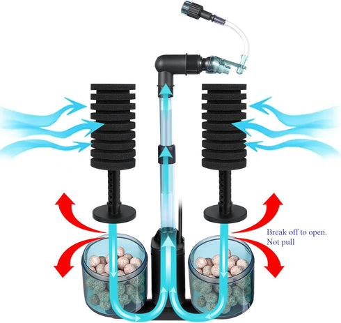 QANVEE M(15-50 Aquarium Sponge Filter Bubbler with Ultra Quiet Water Pump and Ceramic Balls for Fish Shrimp Breeding