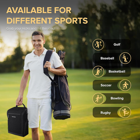 Golf Shoe Bag for Men Women, Padded Carry Bags with Clasped Strap Handle & Side Ventilation, 3 Pockets for Accessories
