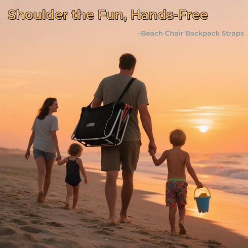 Backpack 3 Pack Beach Chair Straps - Heavy Duty Rocking Camping Chair Carrier, Adjustable Hands-Free Shoulder Straps