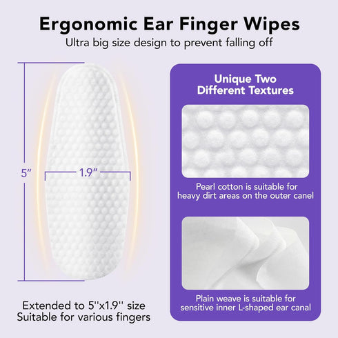 HICC PET Ear Finger Wipes for Dogs & Cats - Gently Remove Ear Wax, 50 Count