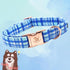 Elegant little tail Dog Collar, Blue Plaid Pattern Pet Collar Durable Cute Dog Collars Male or Female Pet Gift Adjustable Dog Collar for Large Dogs
