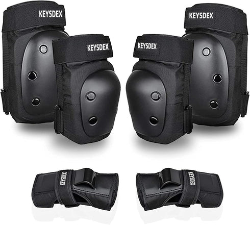 KEYSDEX Adult/Kids 6 in 1 Protective Gear Set,Breathable Comfortable PP Shell EVA Cushion