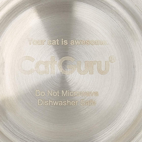 CatGuru Cat Bowls, Whisker Stress Free Food Bowl, Non-Slip Shallow Dish for Feeding & Watering Supplies, Stainless Steel