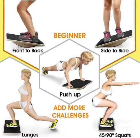 Yes4All 350LBS Professional Wooden Balance Board, Anti-Slip Rocker Board for Leg Workout, Wobble Board