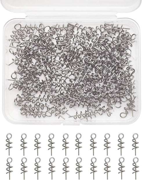 Twist Lock Hook Centering Pin Spring, Fishing Worm Hook Soft Lure Bait Screws, 150pcs/box, Length 0.6in-1.4in