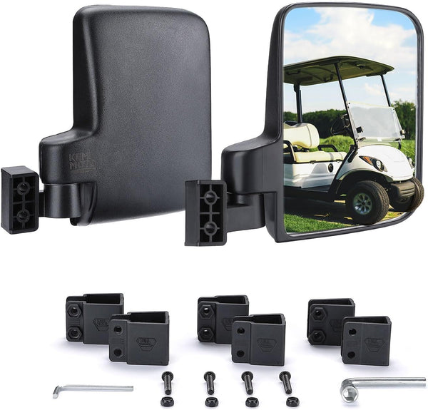 KEMIMOTO No Drilling Golf Cart Side Mirrors, Universal Folding Side View Mirrors for 0.75"-1.25" Square Rail,