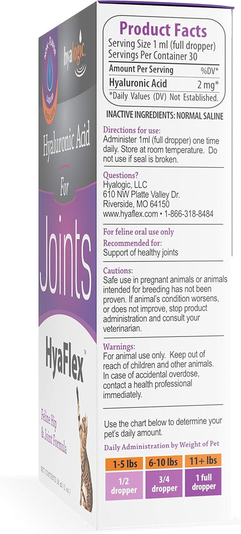 Hyalogic HyaFlex Hyaluronic Acid for Cats, Natural Cat Joint Supplement, 30ml