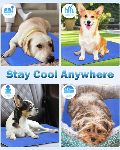 Dog Cooling Mat, 20" x 35" Activated Pet Cooling Pad for Dogs and Cats, Non-Toxic Gel, No Water or Electricity Needed