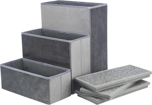 TRIXIE Velour 3-Step Pet Stairs with Storage, Collapsible, Gray, Storage Compartments for Pet Toys