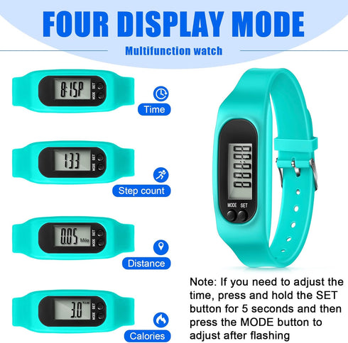 Geyoga Silicone Fitness Tracker Watch 6 Pcs Pedometer Bracelet for Walking, Running, Calorie Burning for Men Women Kids