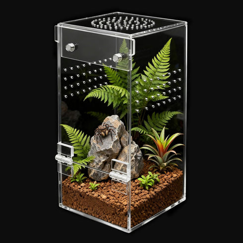 Jumping Spider Enclosure,Escape Proof Reptile Tank,Transparent Acrylic Complete Bug Habitat,Praying Mantis Terrariums,Arboreal