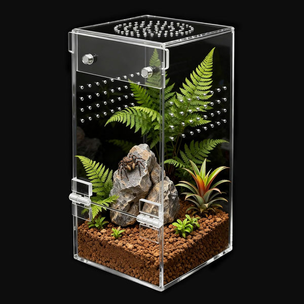Jumping Spider Enclosure,Escape Proof Reptile Tank,Transparent Acrylic Complete Bug Habitat,Praying Mantis Terrariums,Arboreal