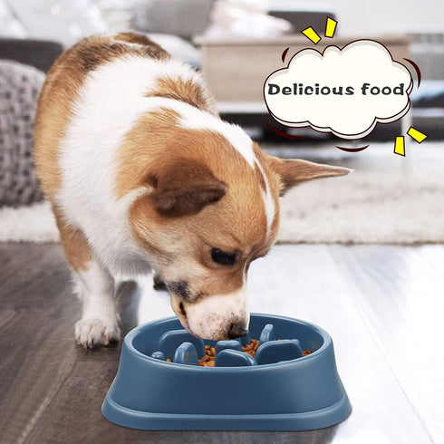 UPSKY Slow Feeder Small Dog Puzzle Bowl Feeder, Anti-Slip, Anti-Bloat, Anti-Choking - Deep Blue