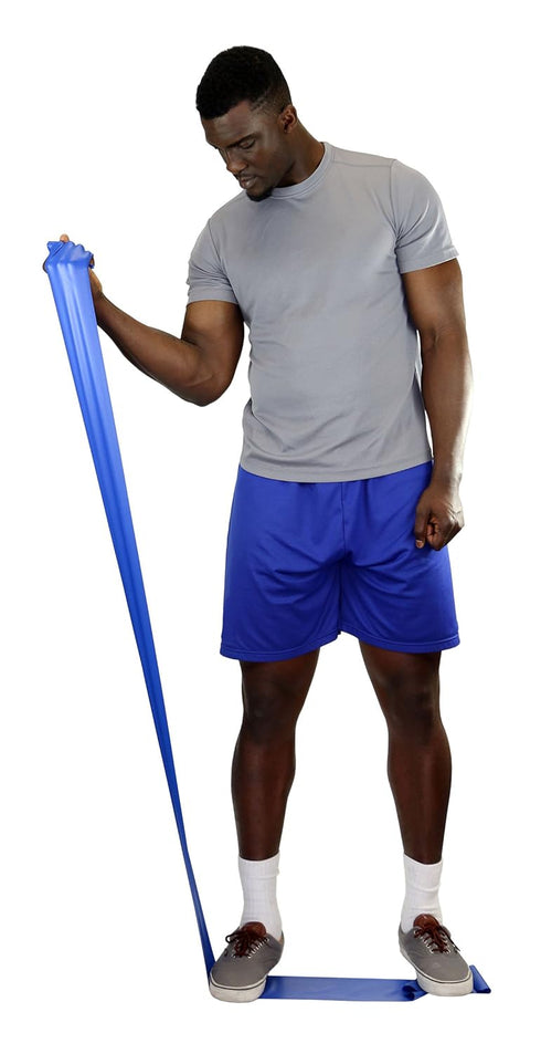 Low Powder Exercise Band Roll, Cando 1210689, 6 yd Length, Blue-Heavy