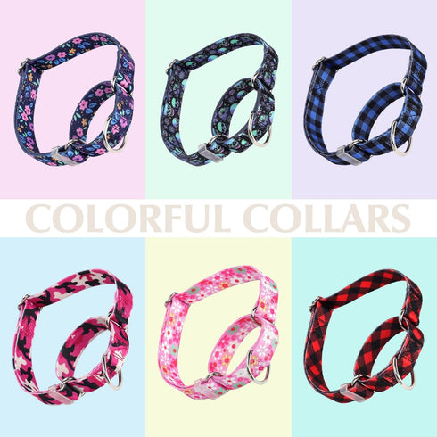 Martingale Collar for Dogs, Adjustable Pink Flowers Design, No Slip Collar for Large Medium Small Girl Dogs (S)