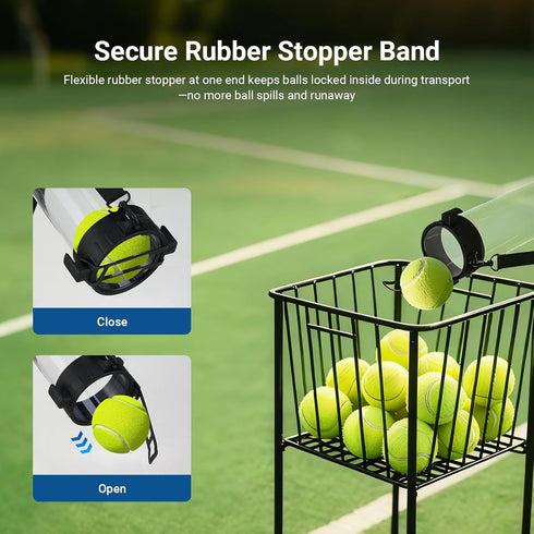 NEEWER Ball Retriever Tube Hopper for Tennis Balls & Pickleballs, Detachable Section No Bending Pickup Picker Upper