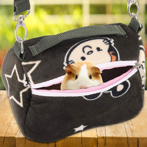 Blackish Green Flannelette Small Pet Carrier Bag, Portable Breathable Hamster Outgoing Bag (M)