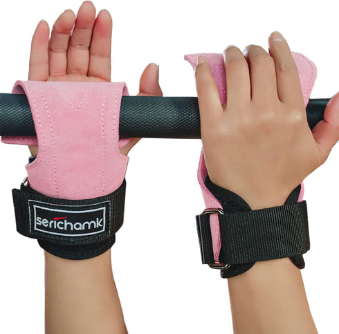 Wrist Straps for Weightlifting, Leather Weight Lifting Wrist Wraps, Grip Assistance Deadlift Straps for Men & Women