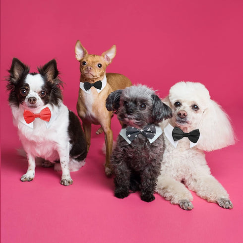 KOOLMOX Red Tuxedo Dog Bow Ties for Large Dogs, Adjustable White Collar Formal Pet Necktie for Small Medium Large