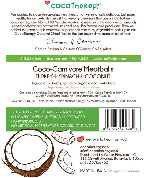 CocoTherapy Coco-Carnivore Meatballs, 2.5 oz (Turkey)
