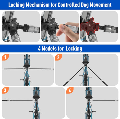 Rotating Dog Bike Leash for 2 Dogs, Flexible Quick Release Bicycle Attachment for Safe Cycling and Walking