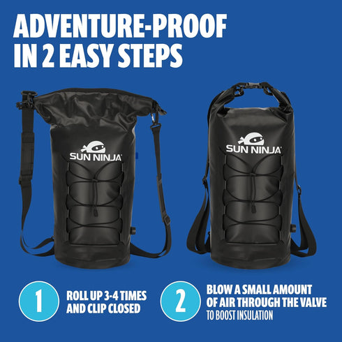 Sun Ninja Floating Dry Bag Cooler, Waterproof Outdoor Cooler with Padded Shoulder Strap, 20L