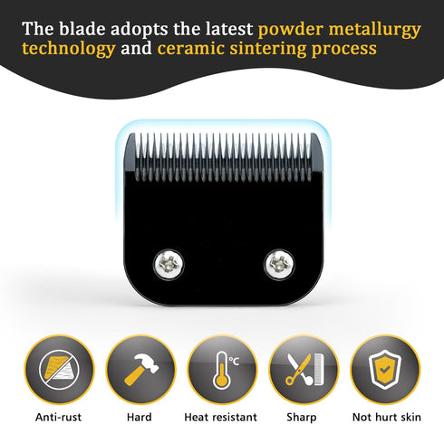 Black Detachable Steel Dog Clipper Blades, Size-5FC, Compatible with Andis, Cut Length 1/4"