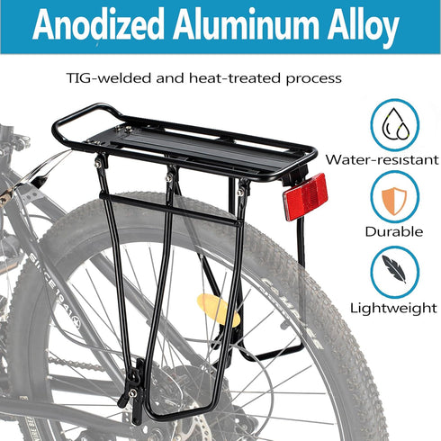 YONTUO Rear Bike Rack, Bicycle Pannier Rack with Extra Long Tubular Mounting Brackets, Adjustable Fit 26”-29”