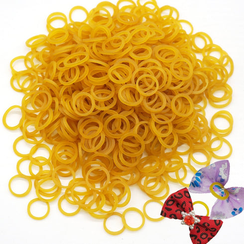 500 PCS 3/8" 9.5mm Elastics Rubber Bands for DIY Puppy Cat Dog Hair Bows, Grooming Top Knots