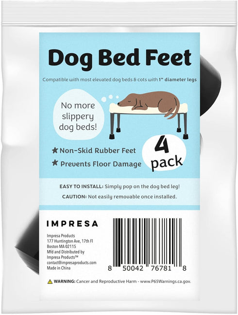 IMPRESA 4 Pack Elevated Dog Bed Feet, 1” Wide to Protect Floors, Raised Dog Bed Stabilizers, Attachable Dog Cot Bed Leg