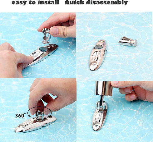 Pair of Stainless Steel 316 Boat Hatch Quick Release Swivel Hinge, Mount Top Hinge Deck Fitting Hardware