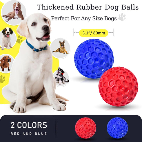 CHEODIN 2 Pack Indestructible Squeaky Dog Balls for Aggressive Chewers, Interactive Dog Toys for Teething, Relieving