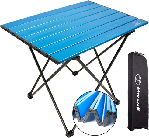 Portable Folding Camping Table, Lightweight Aluminum Camp Side Table with Carry Bag for Outdoor Beach Picnics