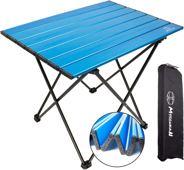 Portable Folding Camping Table, Lightweight Aluminum Camp Side Table with Carry Bag for Outdoor Beach Picnics