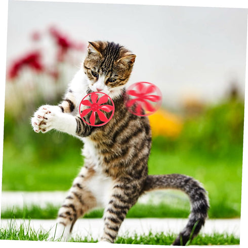 2pcs NUOBESTY Pet Fetch Toy Flying Launcher Cat Fetch Toy Spinning Shooter Flying Disc Outdoor Indoor