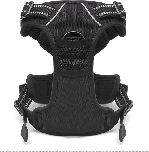 TRUE LOVE Truelove Adjustable No-Pull Dog Harness TLH5651 - Reflective Pup Vest in Black, XS