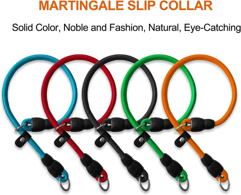 Dog Slip Collar, No Pull Choker for Training, Adjustable Martingale Collar for Small Medium Large Dogs, Orange, L (25