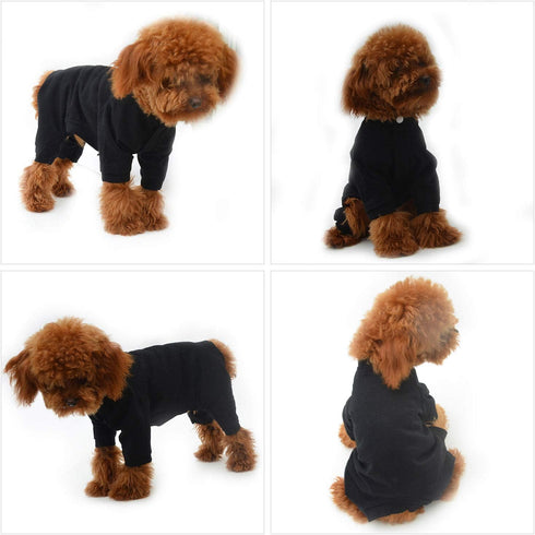 Lovelonglong Black Dog Pajamas, Lightweight Cotton Jumpsuits, 4 Legs Onesies for Large Medium Small Dogs