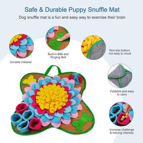 Ankilo 20''*20'' Snuffle Mat for Dogs, Interactive Foraging Puzzle Blanket, Dog Feeding Mat with Non-Slip Bottom