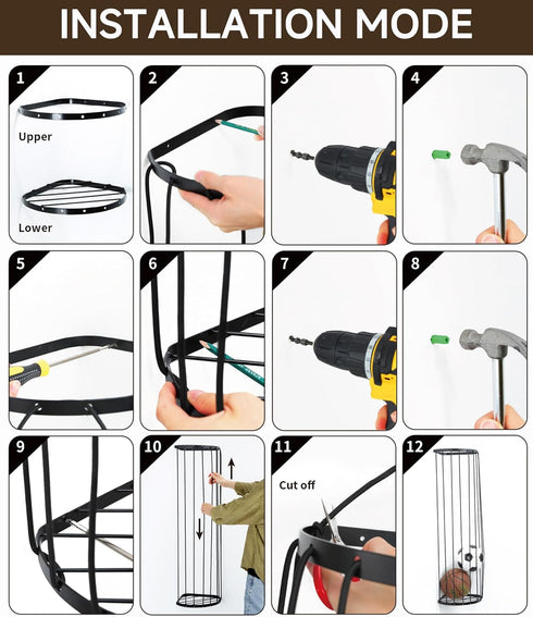 AIDILI Garage Ball Storage Rack - Wall Mounted Ball Holder with Elastic Cords, Large Capacity Sports Organizer